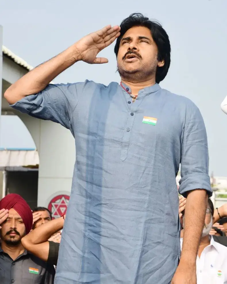 Pawan Kalyan in Republic Day Celebrations at Mangalagiri Janasena Party Office