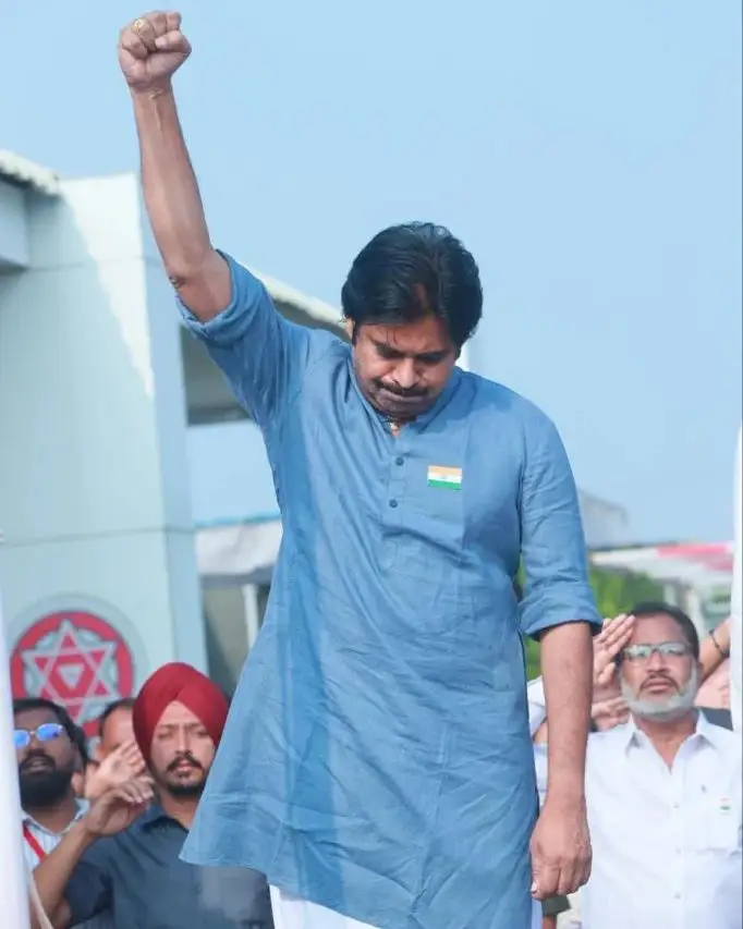 Pawan Kalyan in Republic Day Celebrations at Mangalagiri Janasena Party Office