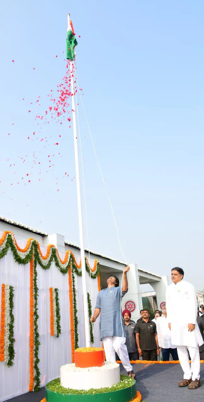 Pawan Kalyan in Republic Day Celebrations at Mangalagiri Janasena Party Office