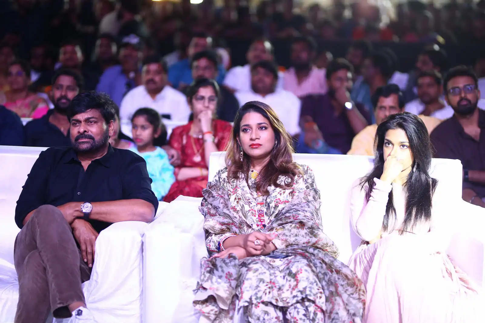 Mega Star Chiranjeevi Daughters in Waltair Veerayya pre release event