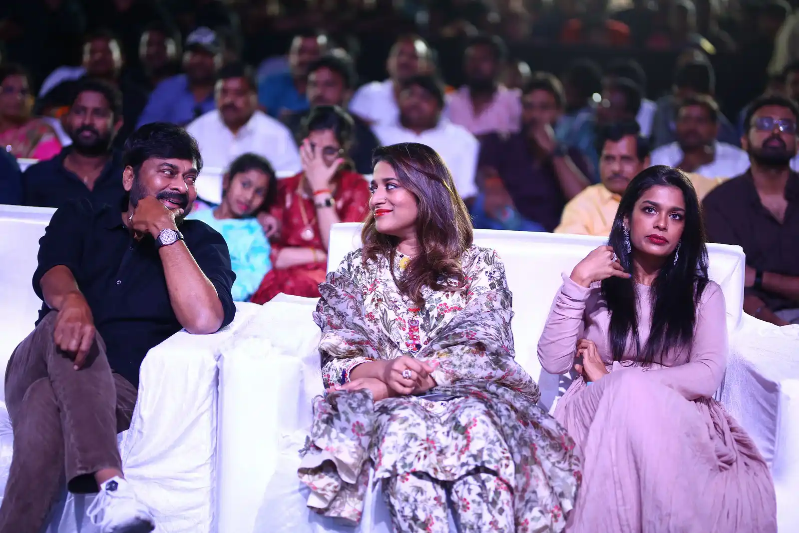 Mega Star Chiranjeevi Daughters in Waltair Veerayya pre release event