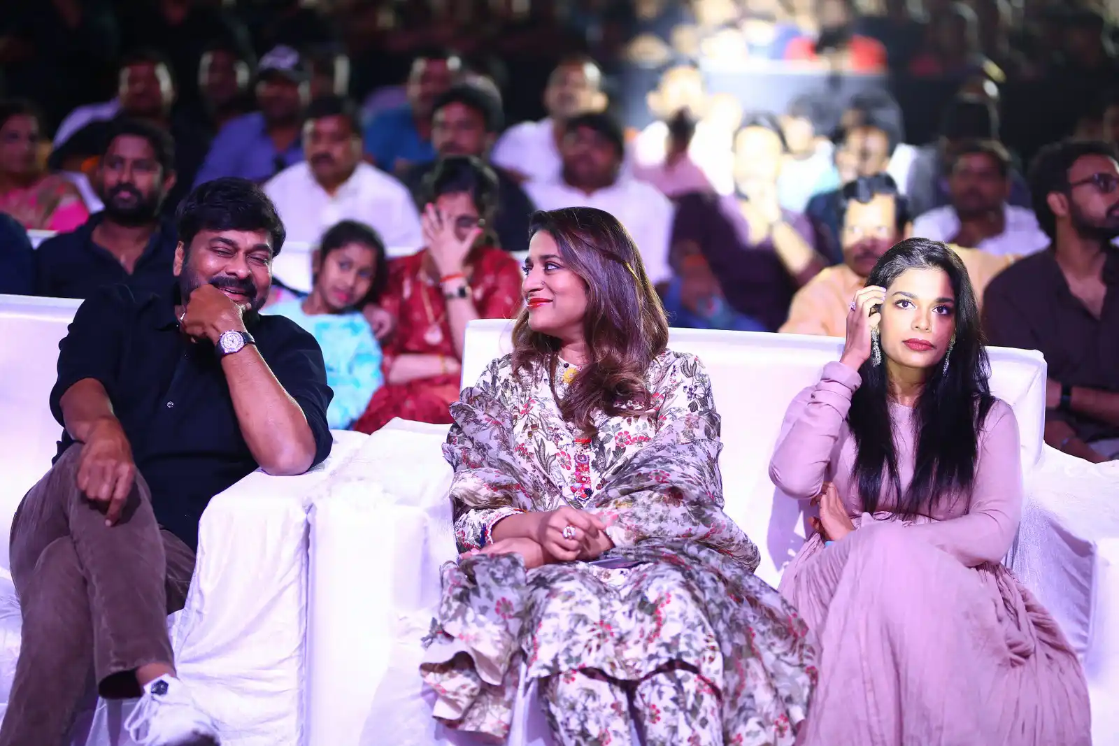 Mega Star Chiranjeevi Daughters in Waltair Veerayya pre release event
