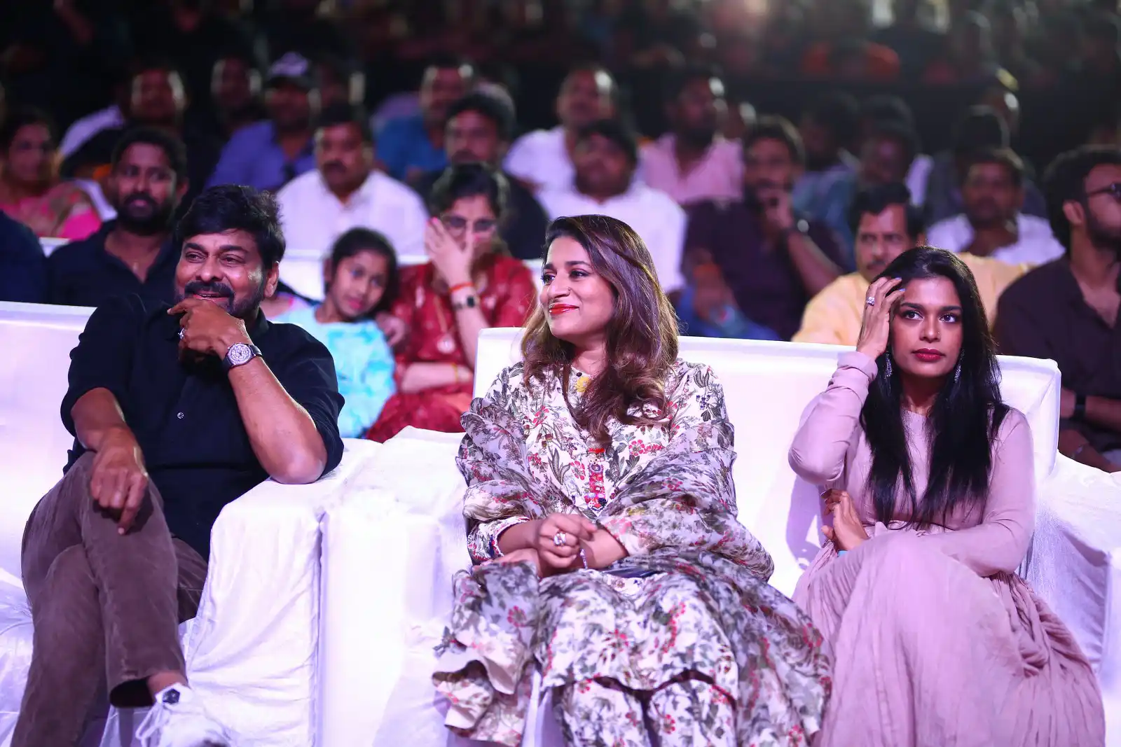 Mega Star Chiranjeevi Daughters in Waltair Veerayya pre release event