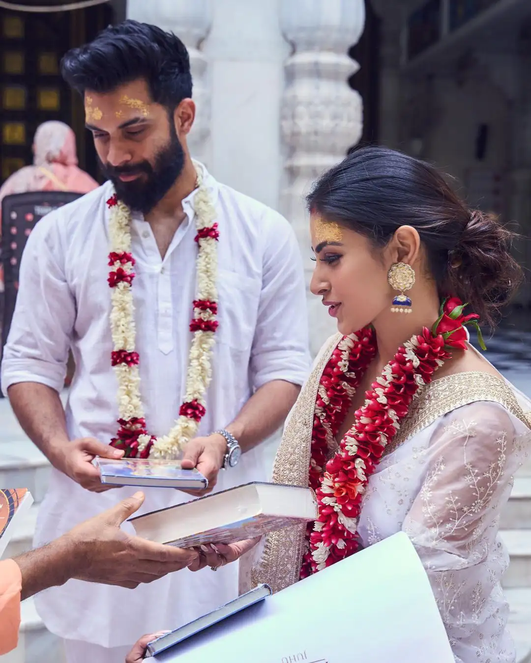 Mouni Roy celebrates her first wedding Anniversary in Iskon Temple