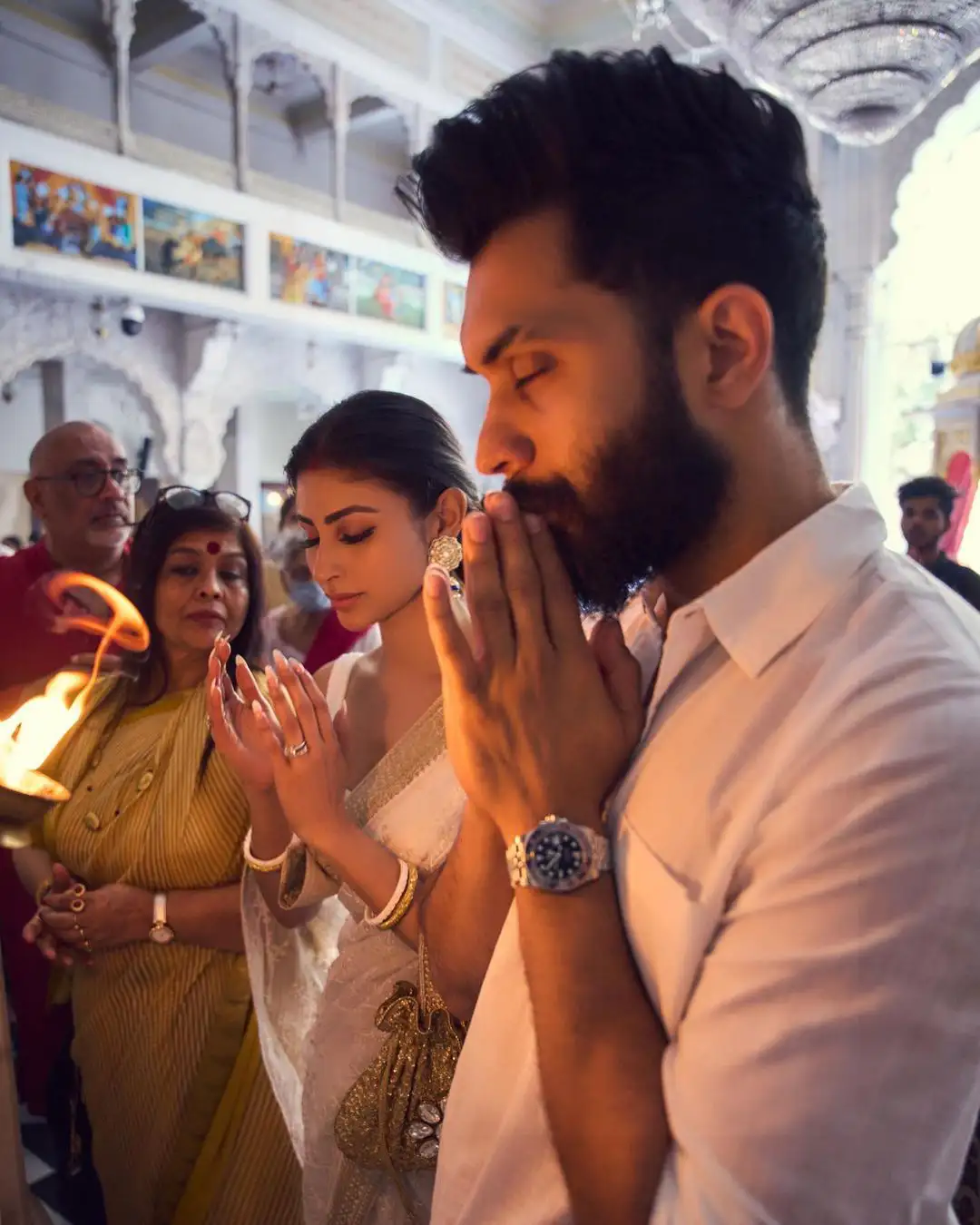 Mouni Roy celebrates her first wedding Anniversary in Iskon Temple