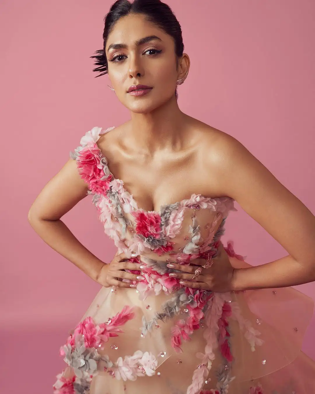 Mrunal Thakur photos in special designing Flower Dress