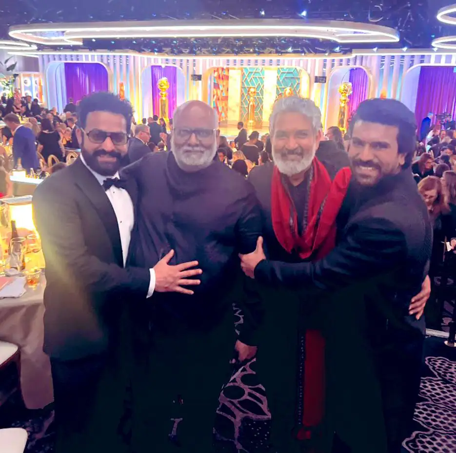 RRR Team with families at Golden Globe Awards Event