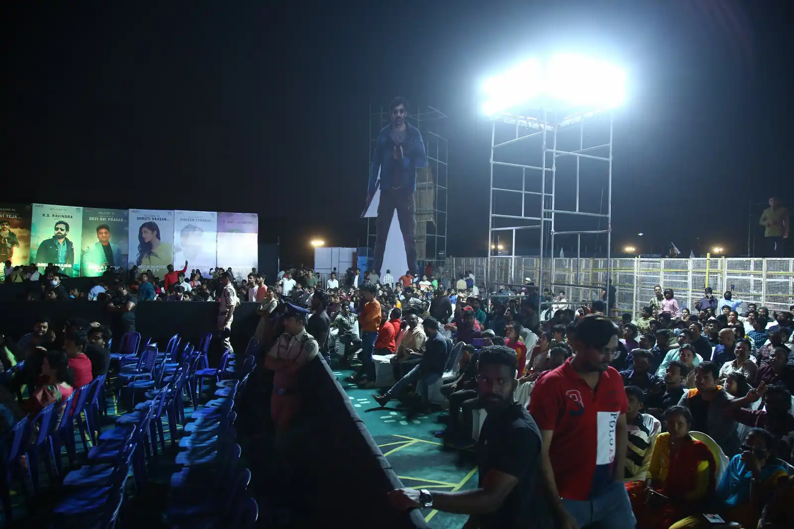 Waltair Veerayya pre release event fill with huge cutouts and fans