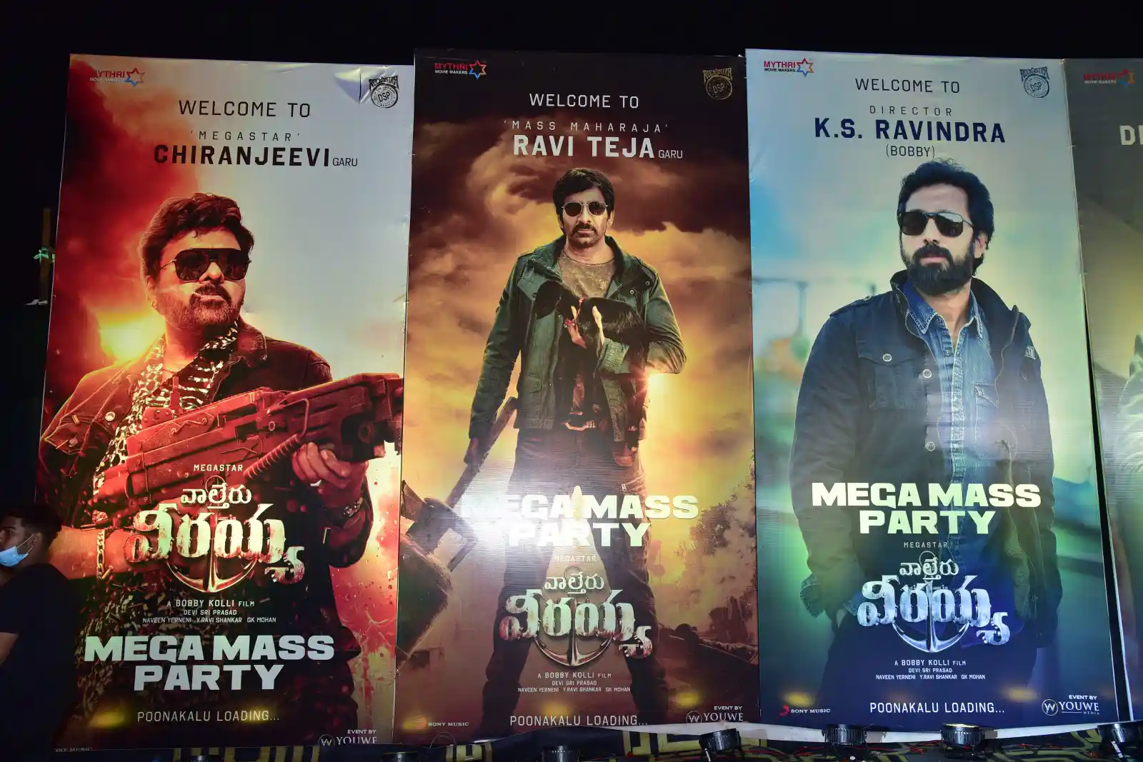 Waltair Veerayya pre release event fill with huge cutouts and fans