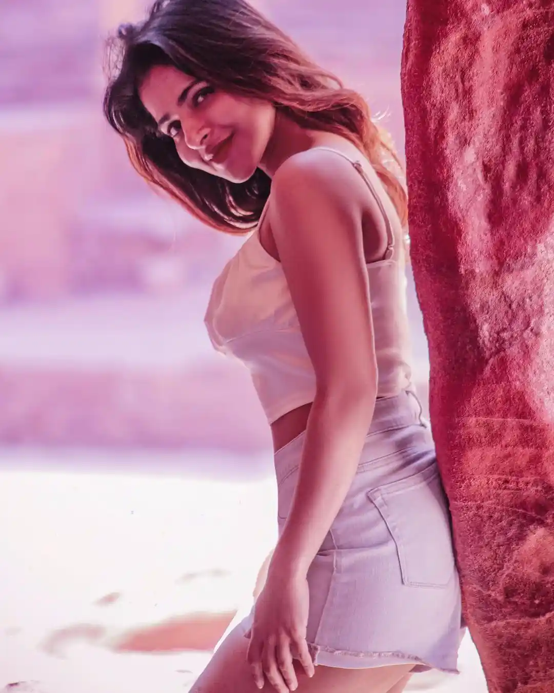 Iswarya Menon special poses in Short Nikker