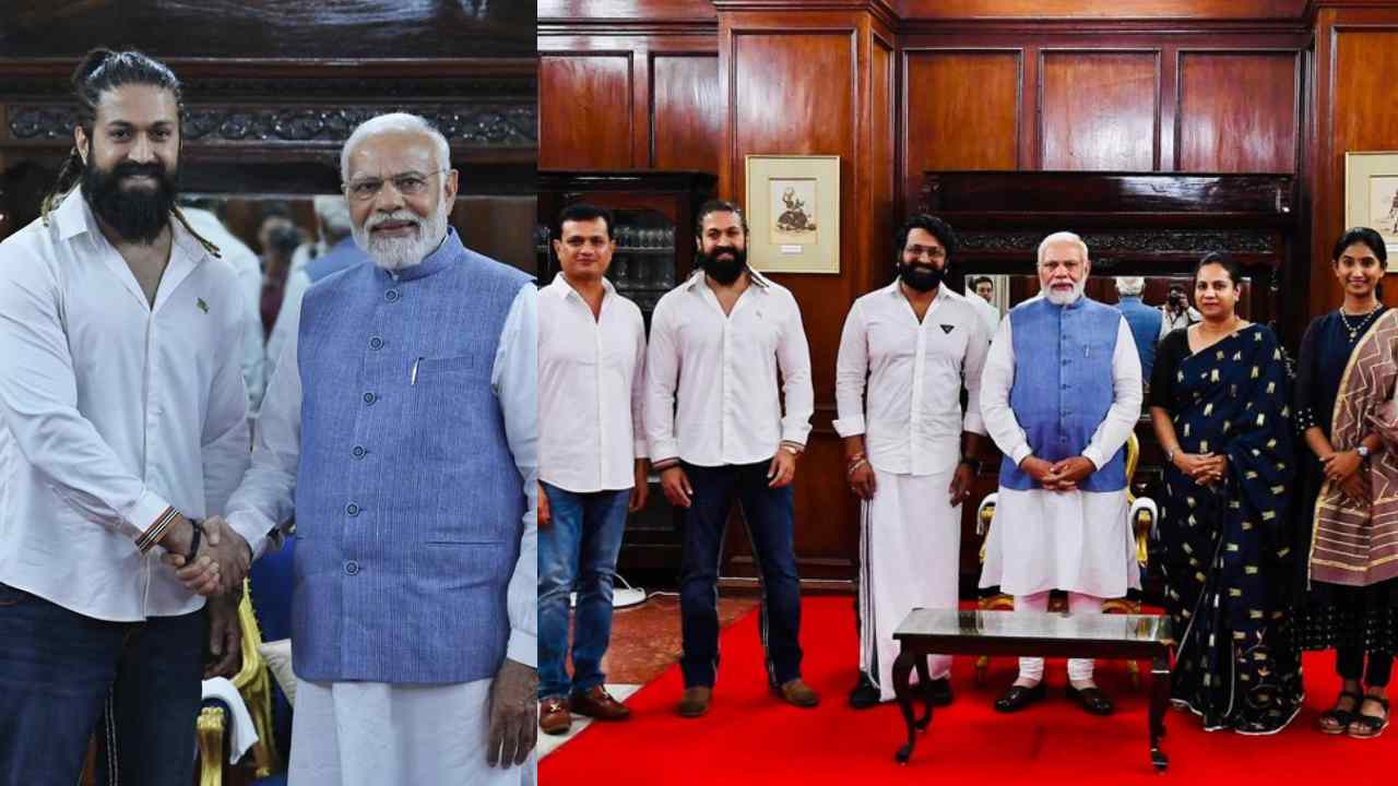 Yash Meets Modi : మోదీని కలిసిన రాఖీ భాయ్, కాంతార టీం.. కన్నడ సినిమాపై ప్రశంసలు కురిపించిన మోదీ..