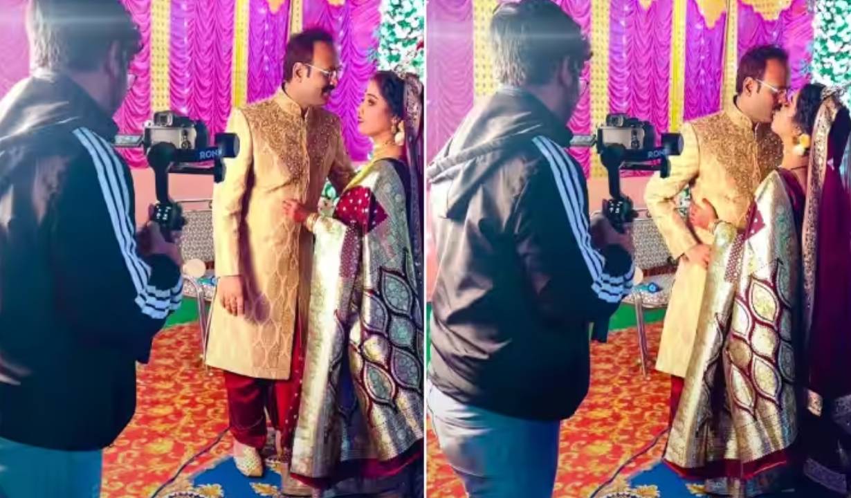 Wedding Photoshoot : కెమెరామెన్‌ దిమ్మతిరిగిపోయింది.. ఫొటోలకు ఫోజులివ్వమంటే.. ముద్దులతో రెచ్చిపోయిన జంట .. వీడియో వైరల్