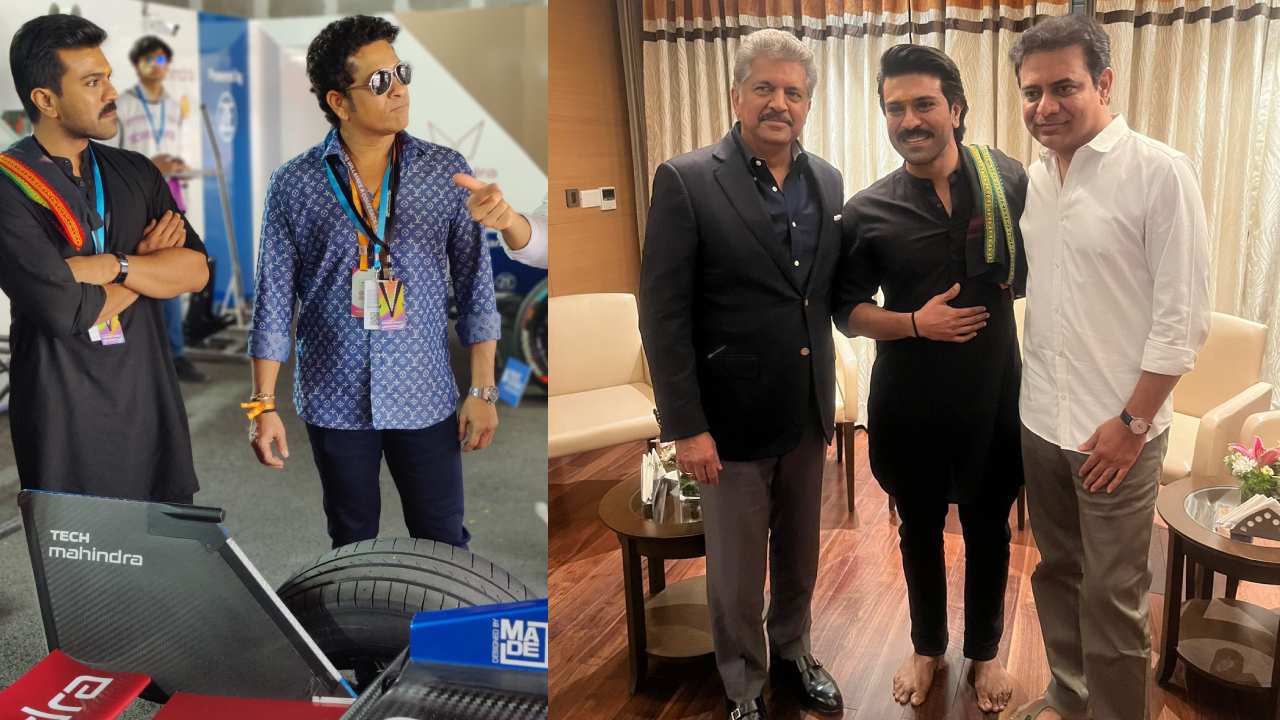 Ram Charan : సచిన్, ఆనంద్ మహీంద్రా, KTRతో కలిసి.. ఫార్ములా E రేస్ లో రామ్ చరణ్ సందడి..