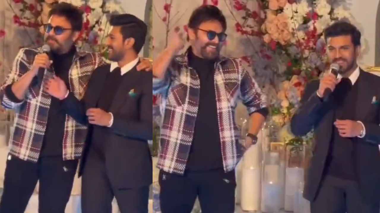 Ram Charan-Venkatesh : అమెరికా పెళ్ళిలో చరణ్-వెంకీ మామ సందడి.. వెంకీ మామ చరణ్ గురించి ఏమన్నాడో తెలుసా?