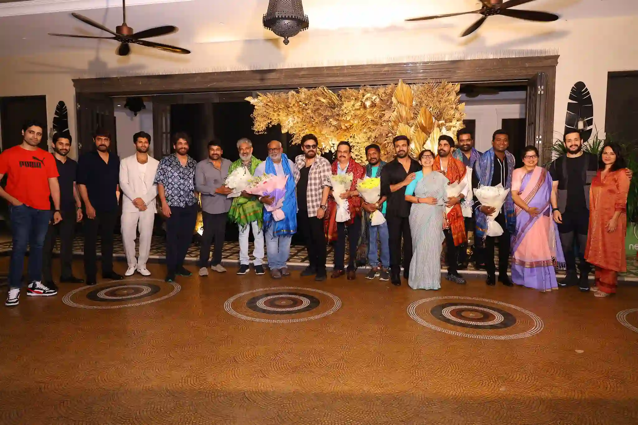 RRR team felicitated by Chiranjeevi at Ram Charan Birthday Party