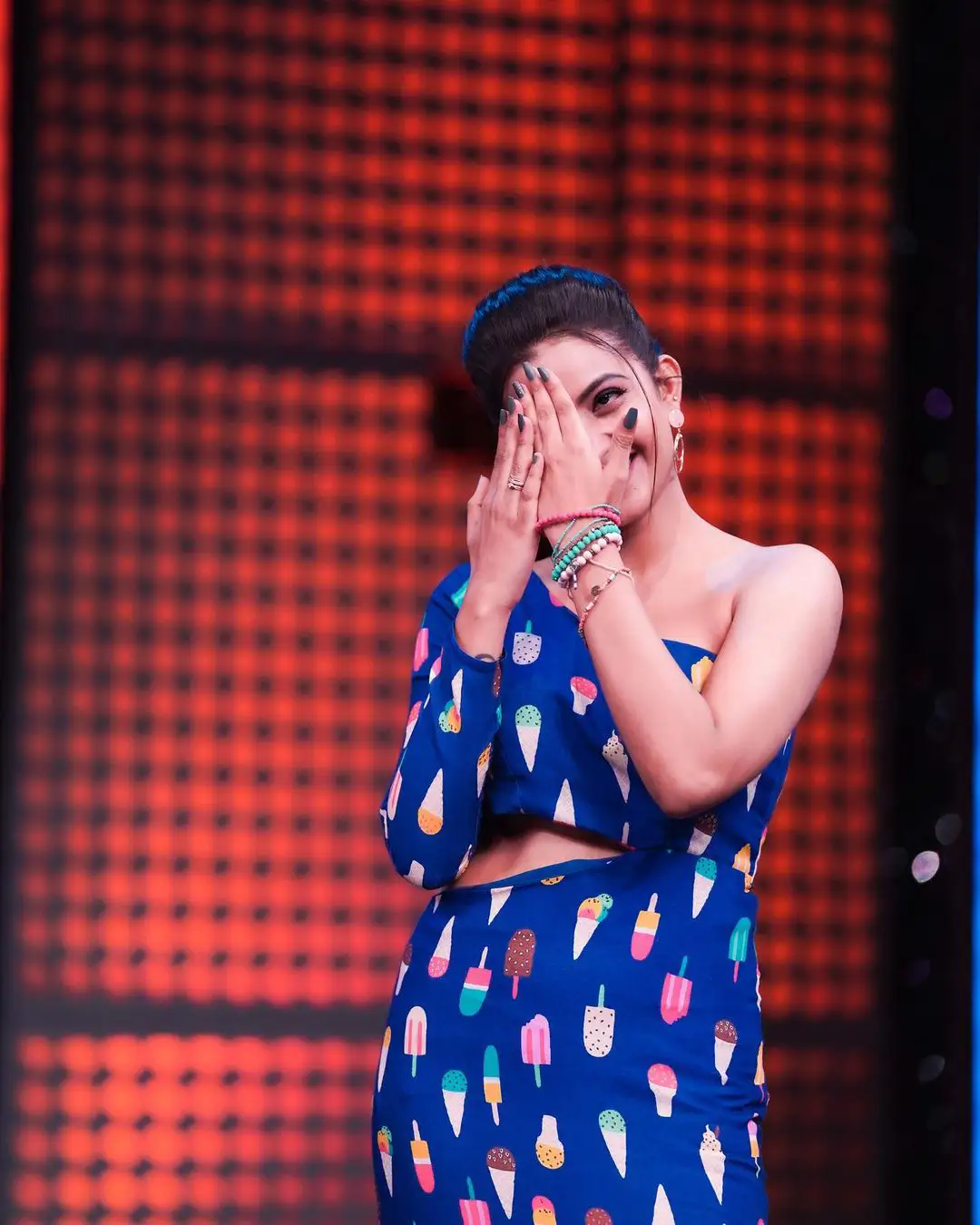 Deepika Pilli latest photoshoot in blue out fit