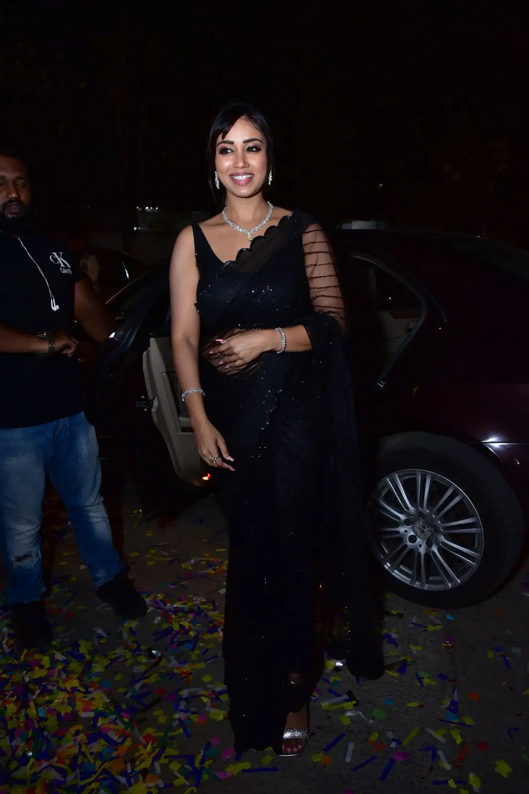 Nivetha pethuraj shines in Black Saree at Das Ka Dhamki Pre Release Event