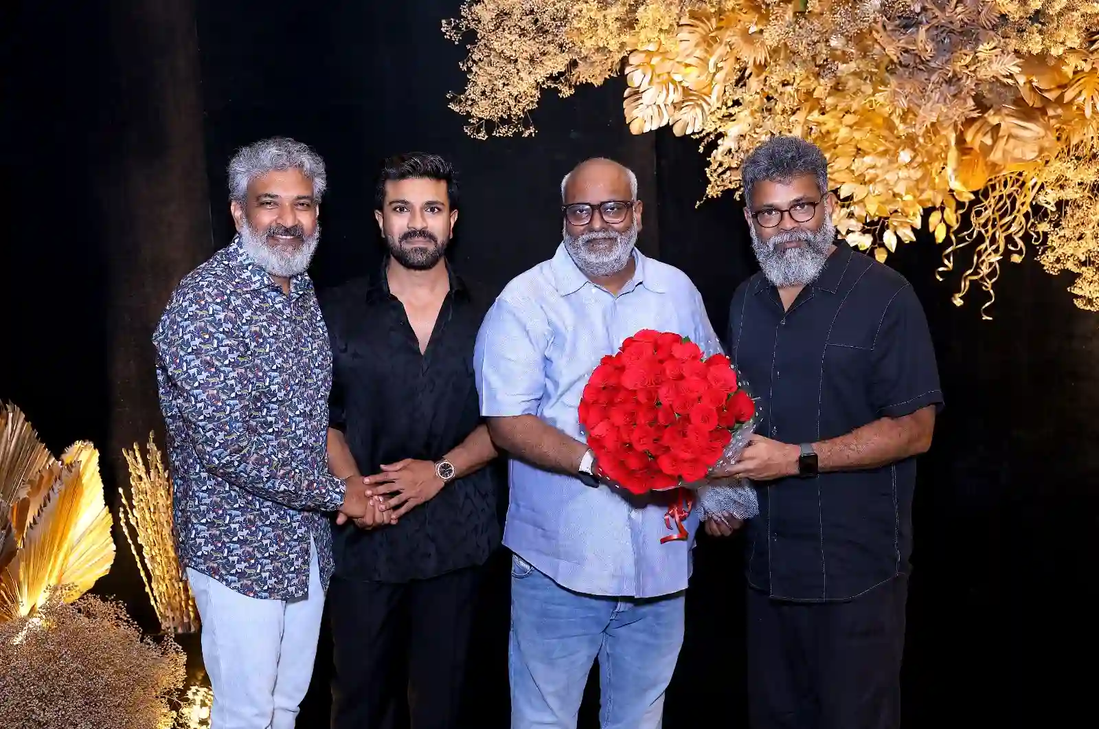 RRR team felicitated by Chiranjeevi at Ram Charan Birthday Party