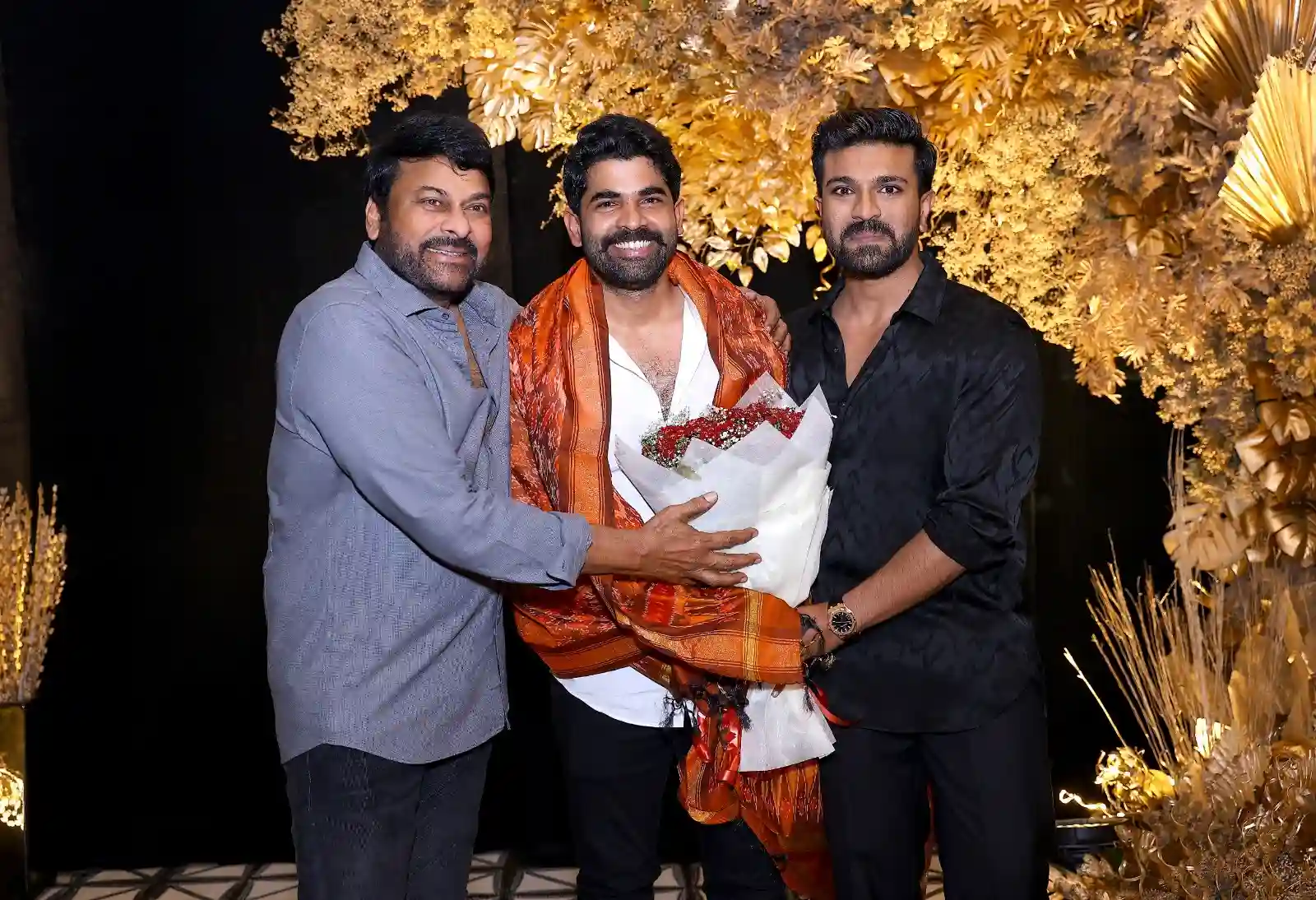 RRR team felicitated by Chiranjeevi at Ram Charan Birthday Party