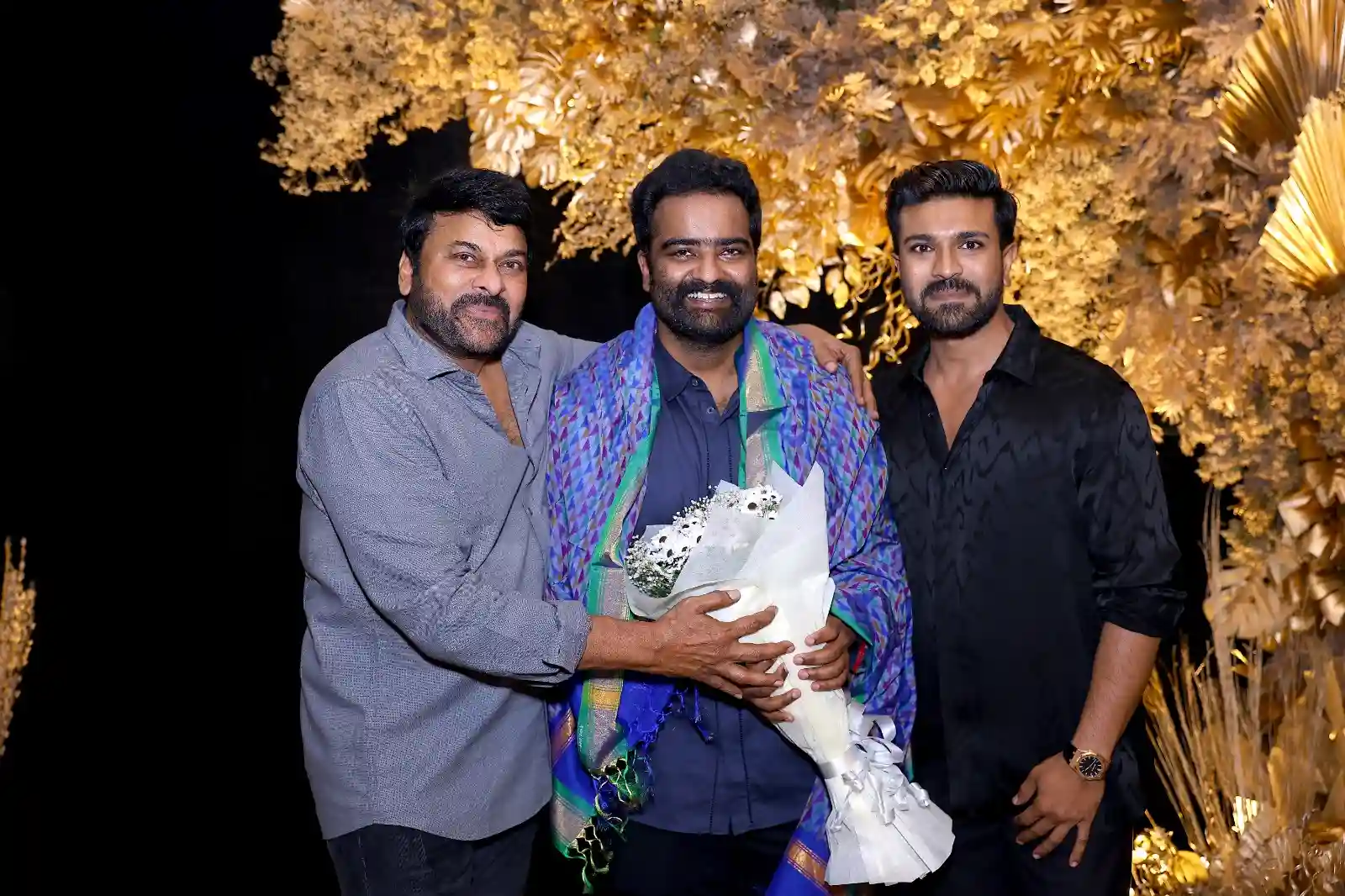 RRR team felicitated by Chiranjeevi at Ram Charan Birthday Party