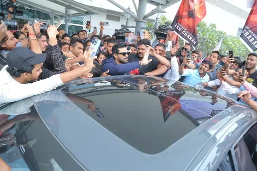 Ram Charan at Delhi Airport.. Return to India After Naatu Naatu winning Oscar