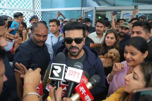 Ram Charan at Delhi Airport.. Return to India After Naatu Naatu winning Oscar