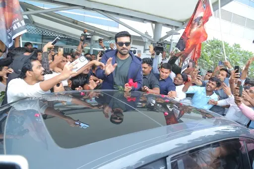 Ram Charan at Delhi Airport.. Return to India After Naatu Naatu winning Oscar