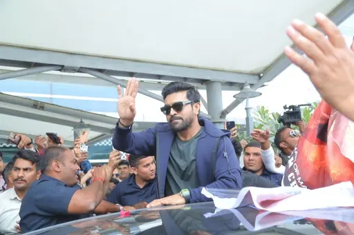 Ram Charan at Delhi Airport.. Return to India After Naatu Naatu winning Oscar