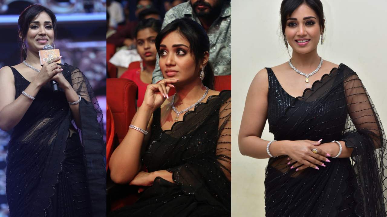 Nivetha pethuraj : దాస్ కా ధమ్కీ ప్రీ రిలీజ్ ఈవెంట్ లో బ్లాక్ శారీలో మెరిసిన నివేత పేతురాజ్..