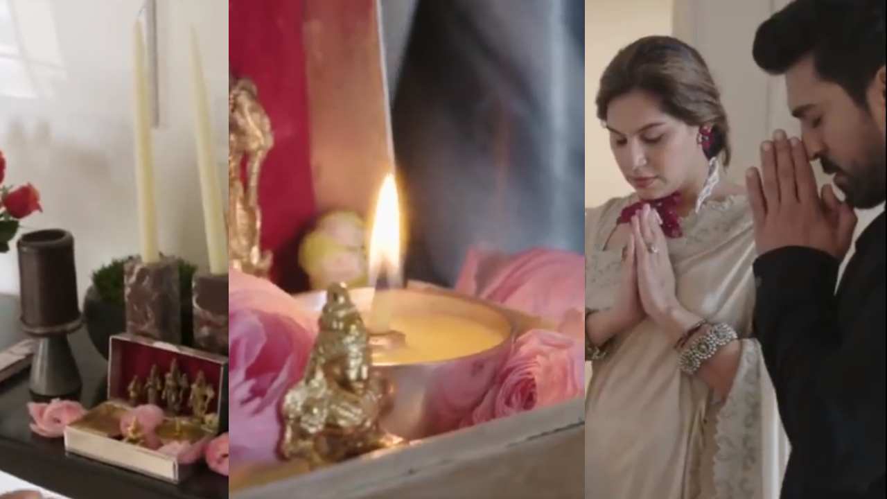 Ram Charan : నేను, నా భార్య ఎక్కడికి వెళ్లినా ఈ చిన్న టెంపుల్ ని తీసుకెళతాం.. అమెరికాలో చరణ్, ఉపాసన పూజలు..