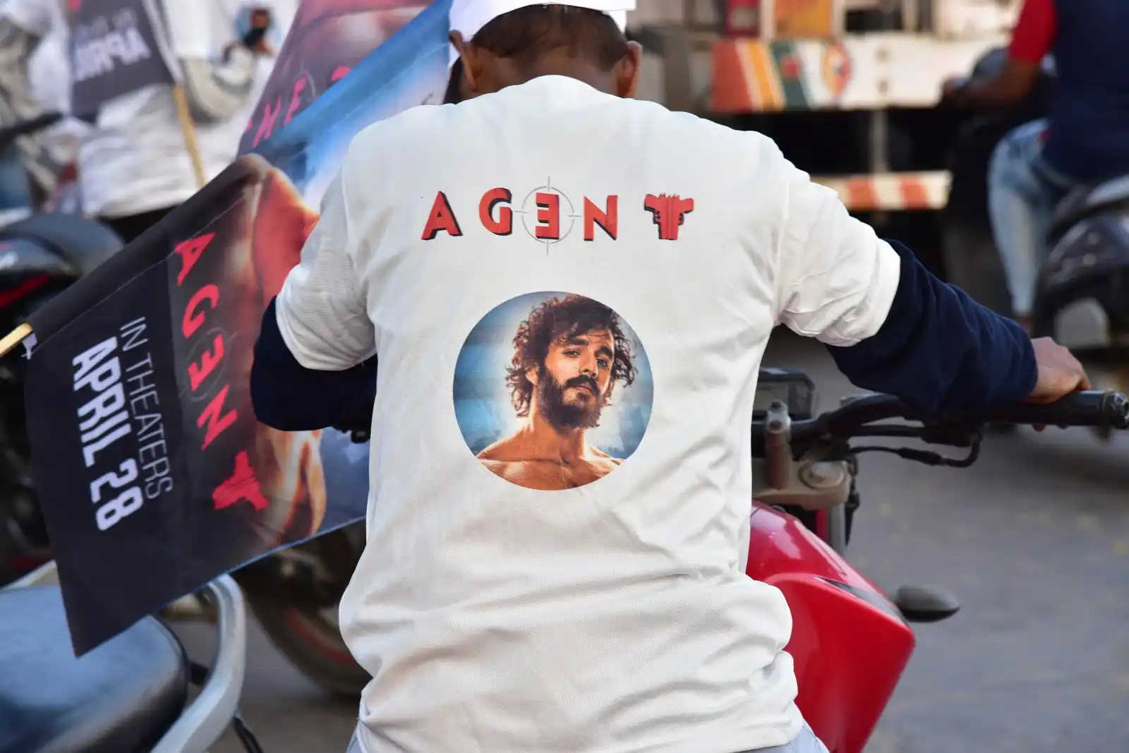 Akkineni Akhil Bike rally for Agent trailer launch at kakinada