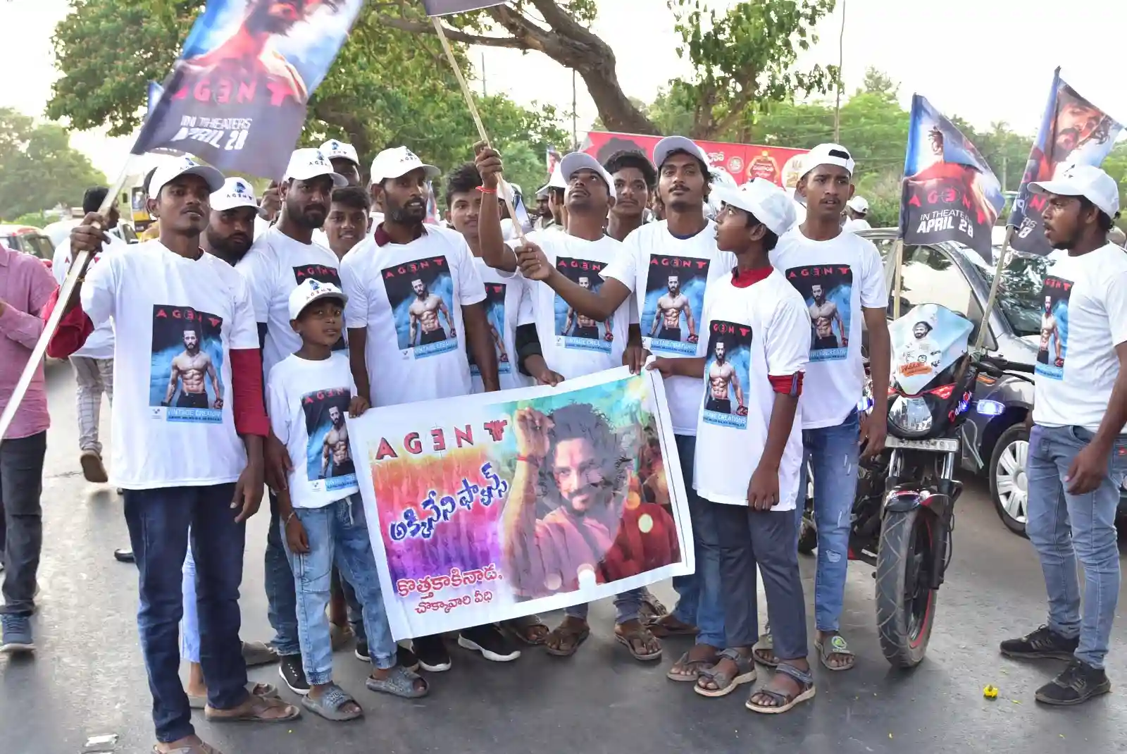 Akkineni Akhil Bike rally for Agent trailer launch at kakinada