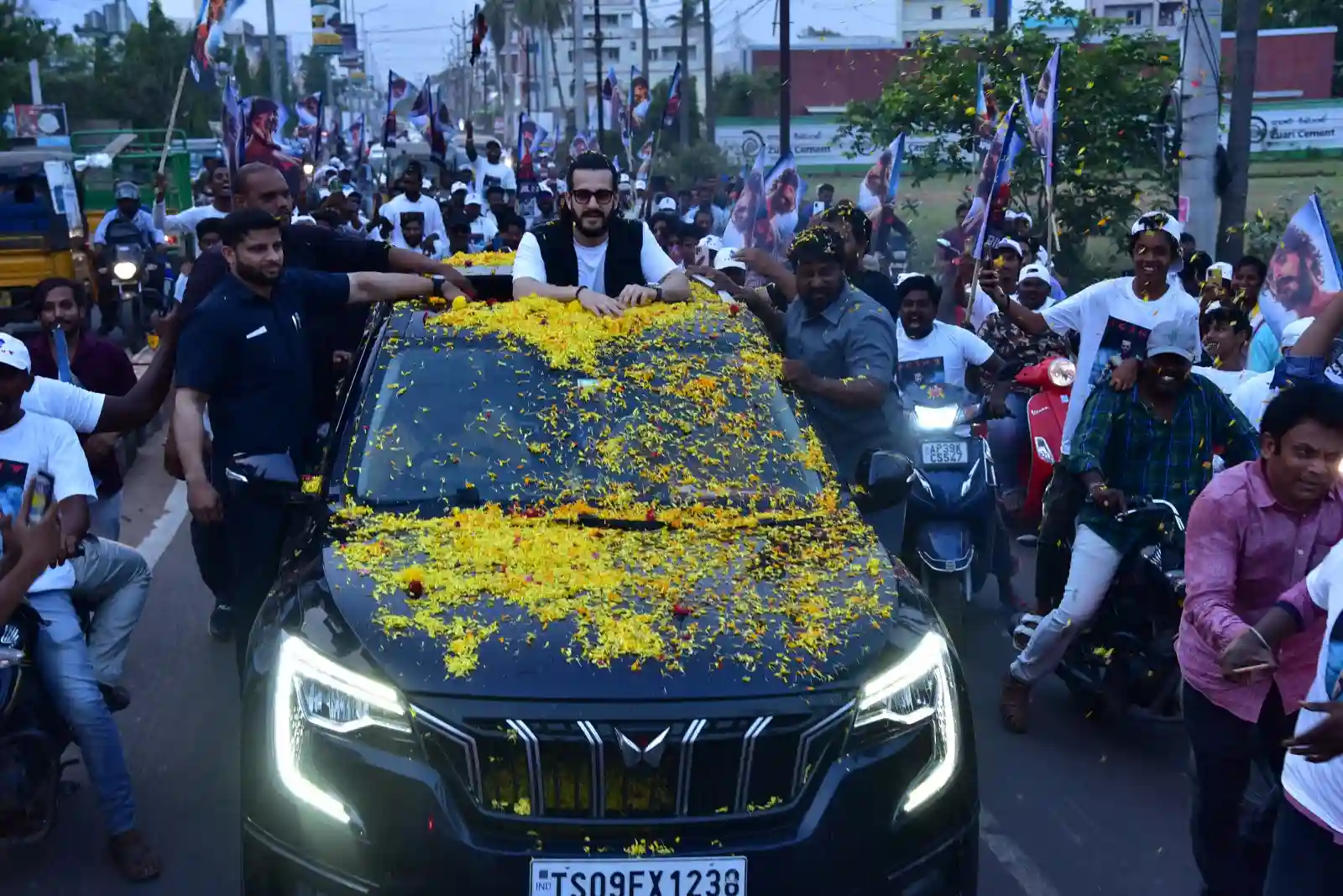 Akkineni Akhil Bike rally for Agent trailer launch at kakinada