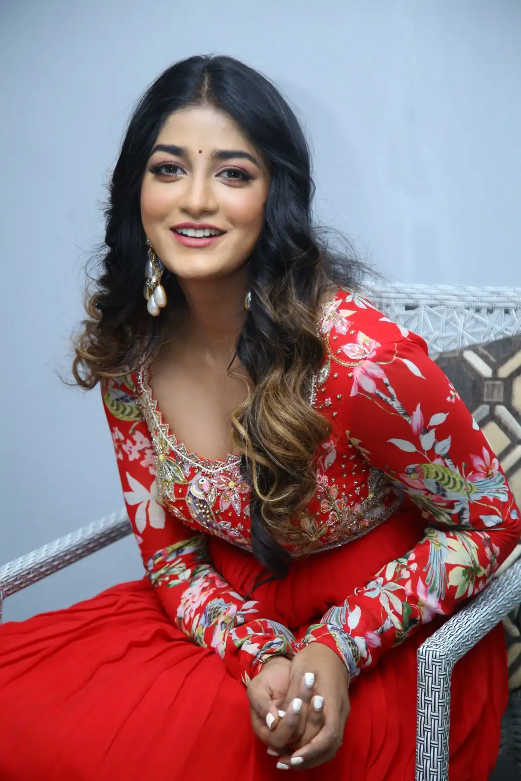 Dimple Hayathi cute looks in Red Punjabi Dress