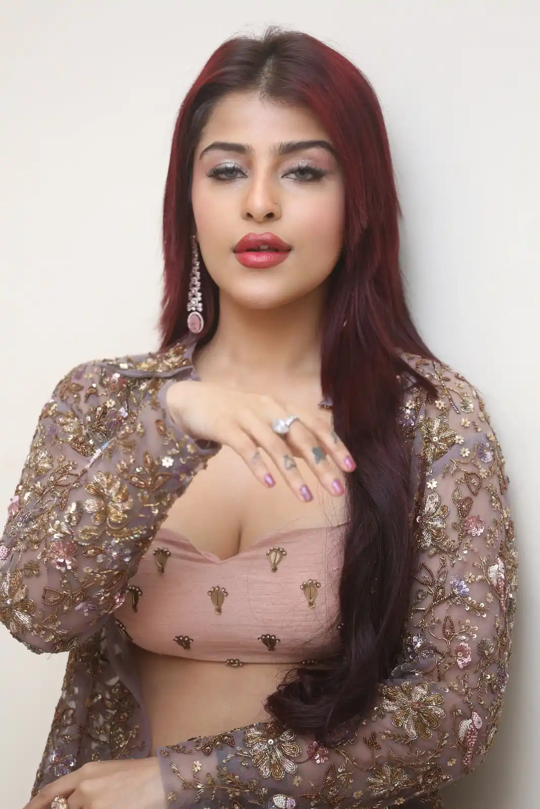 Model Edin Rose stylish looks in Ravanasura Pre Release Event