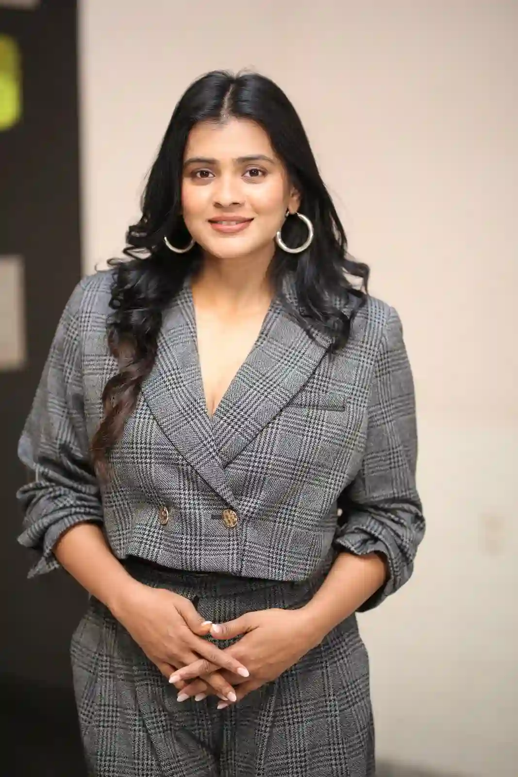 Hebah Patel Stylish Looks in Vyavastha Web Series Promotions