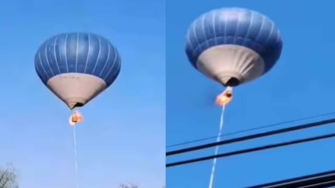 Hot Air Balloon: గాలిలో ఎగురుతున్న హాట్ ఎయిర్ బెలూన్‌లో మంటలు.. కిందికి దూకిన ఇద్దరు మృతి.. షాకింగ్ వీడియో