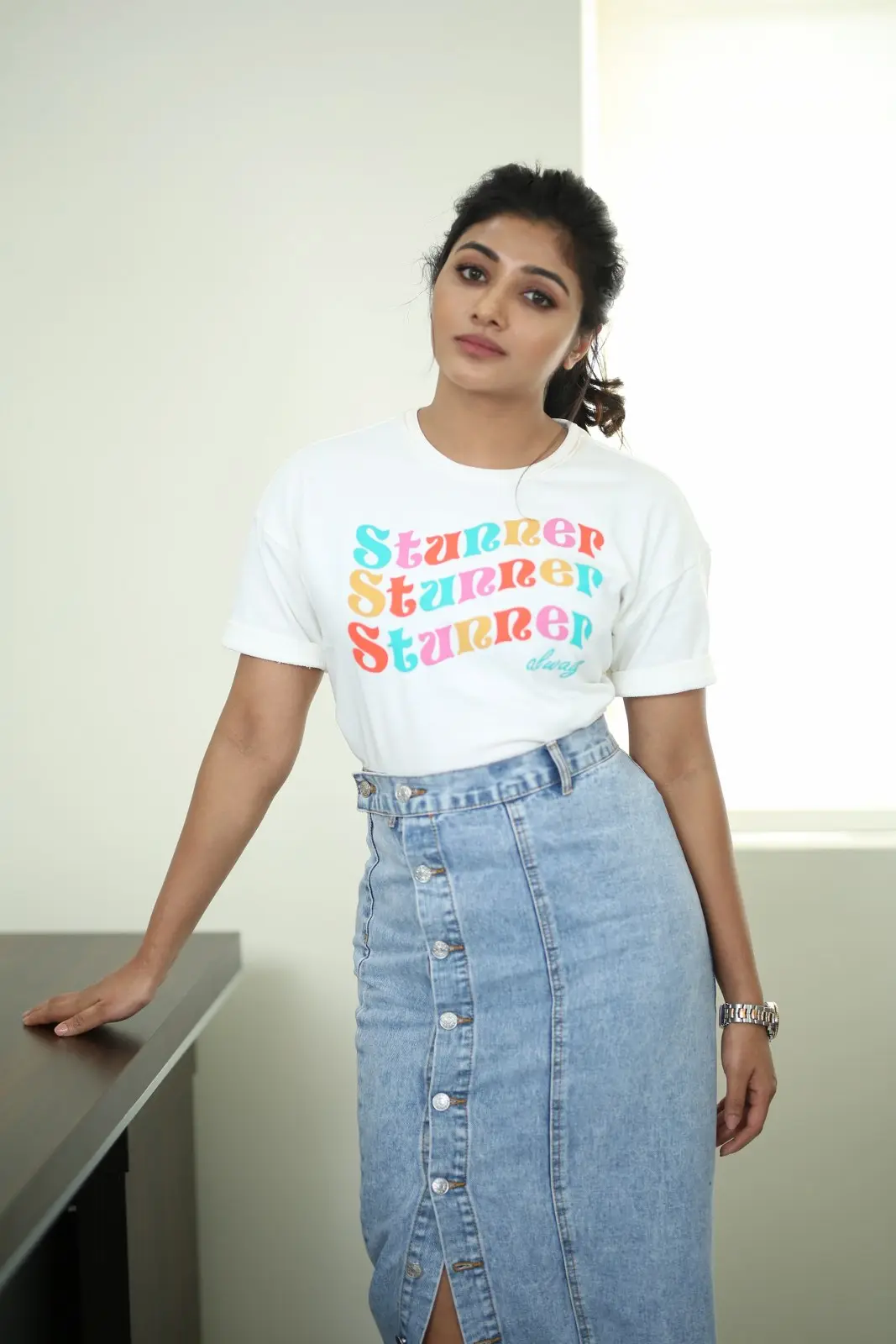 Mirnaa Menon cute poses in Ugram Movie Promotions