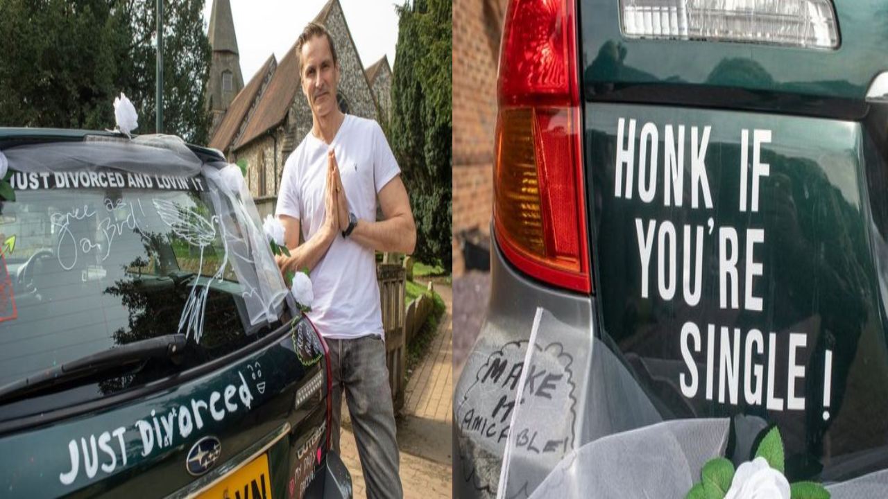 new trend : కారు మీద ‘జస్ట్ డివోర్స్‌డ్’ అని రాసుకుని సంబరాలు చేసుకున్న వ్యక్తి.. ఇదో కొత్త ట్రెండు..