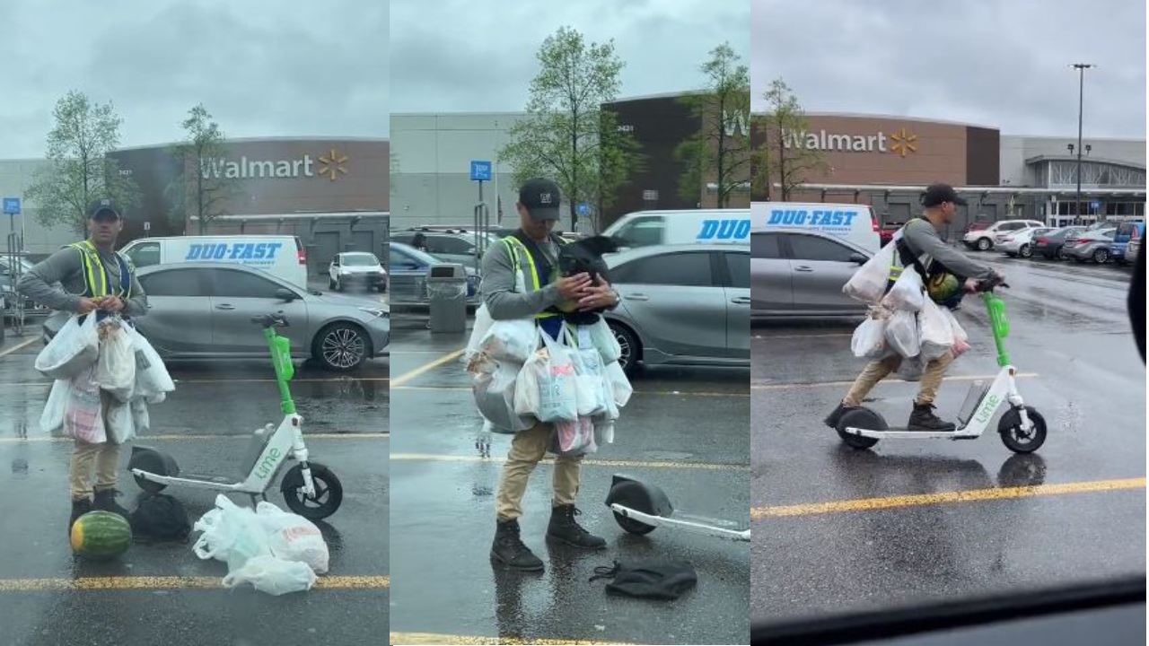 Groceries on Scooter : ఎలక్ట్రిక్ స్కూటర్ మీద కిరాణా సామాన్లు తీసుకెళ్తున్న వ్యక్తి వీడియో వైరల్