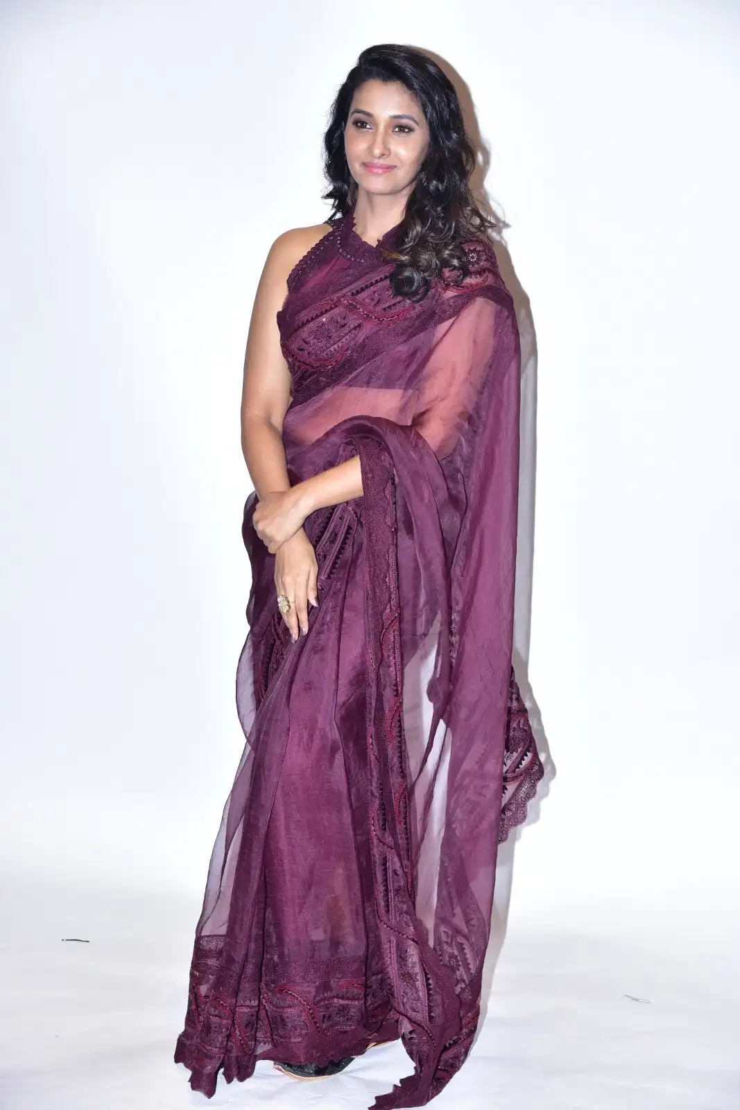 Priya Bhavani Shankar shines in Saree at Rudrudu Pre Release Event