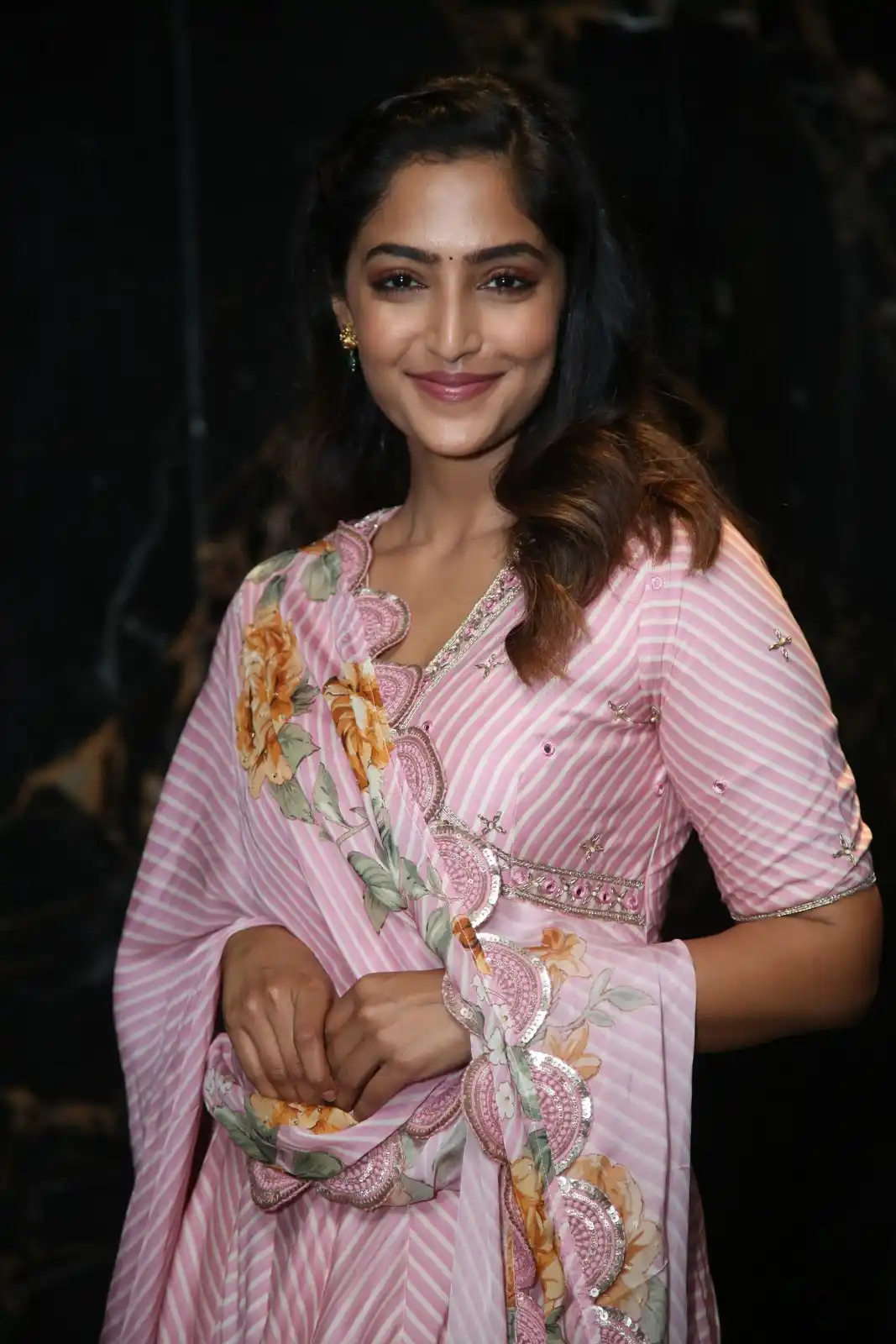 Reba Monica John stills from Samajavaragamana Teaser Launch Event