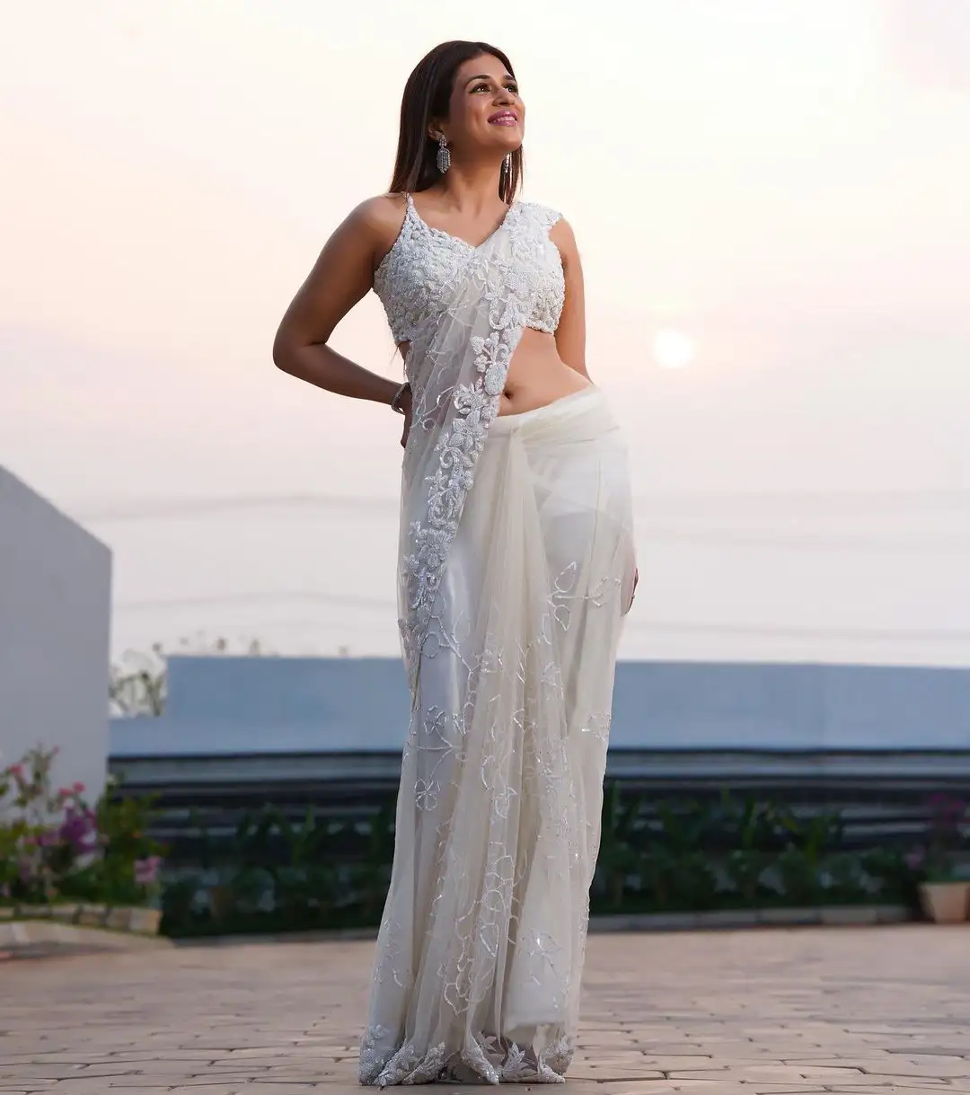 Shraddha Das stunning looks in White Saree