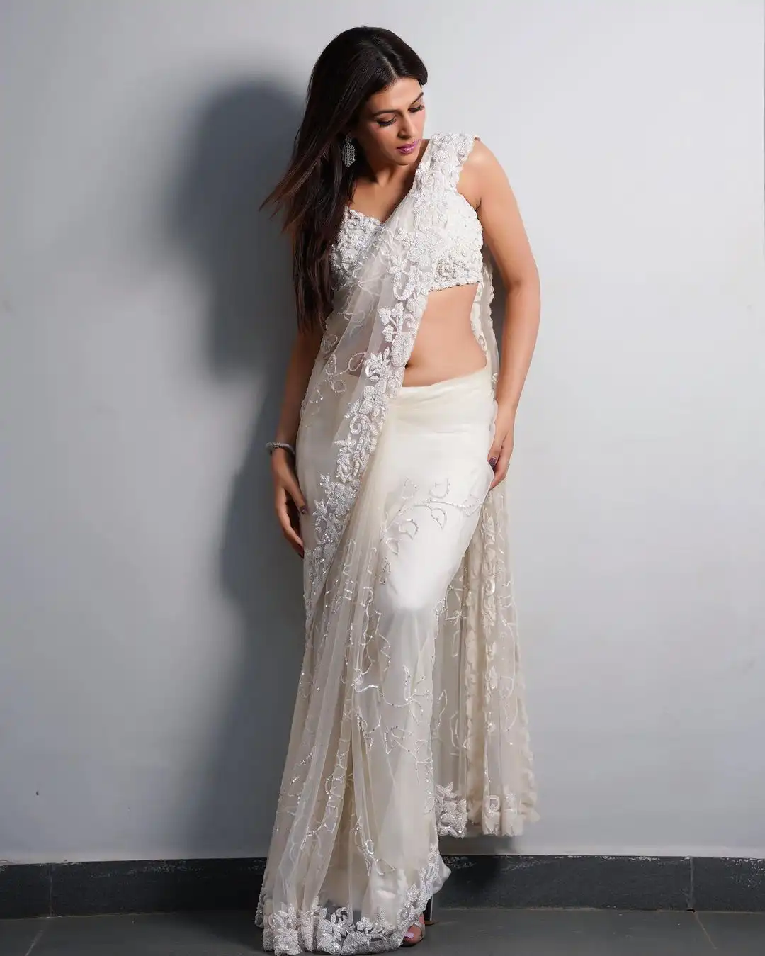 Shraddha Das stunning looks in White Saree
