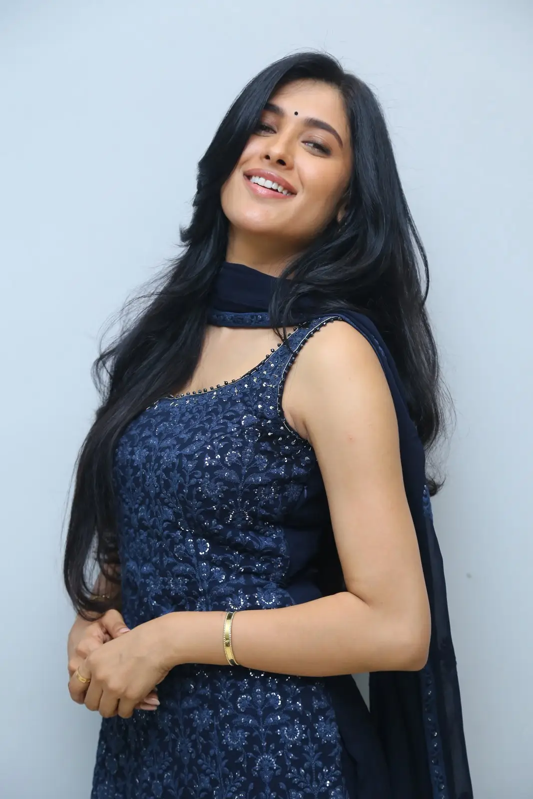 Geethika Tiwary poses at Ahimsa Movie Press meet
