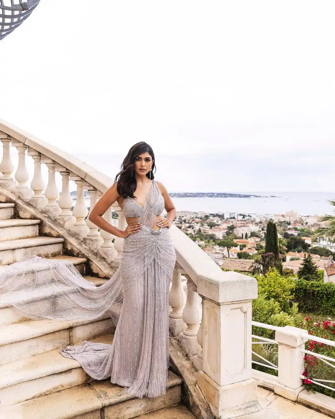 Mrunal Thakur saree photos at 76th Cannes Film Festival