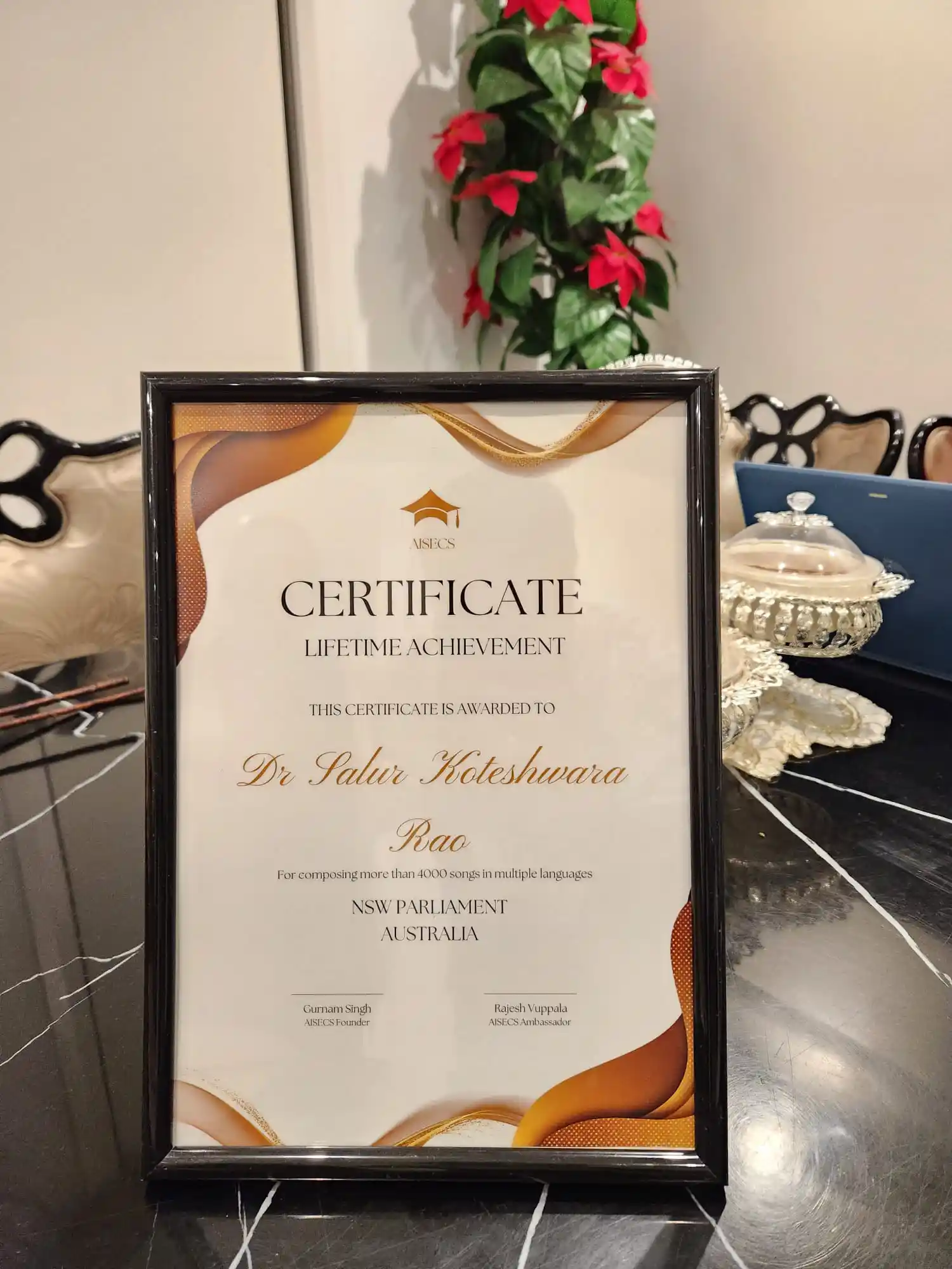 Music Director Koti Receives Life Time Achievement Award in Australia