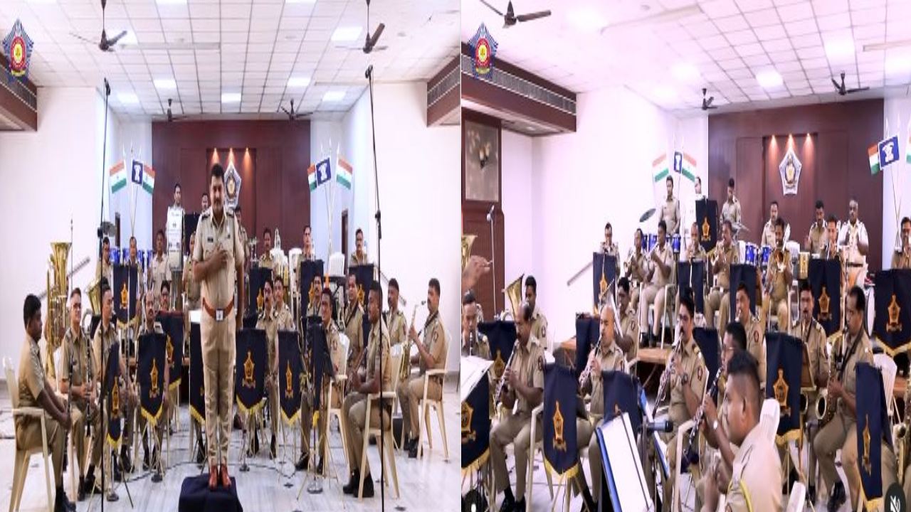 Mumbai police band : ముంబయి పోలీస్ బ్యాండ్ మామూలు పాట వాయించలేదుగా !!
