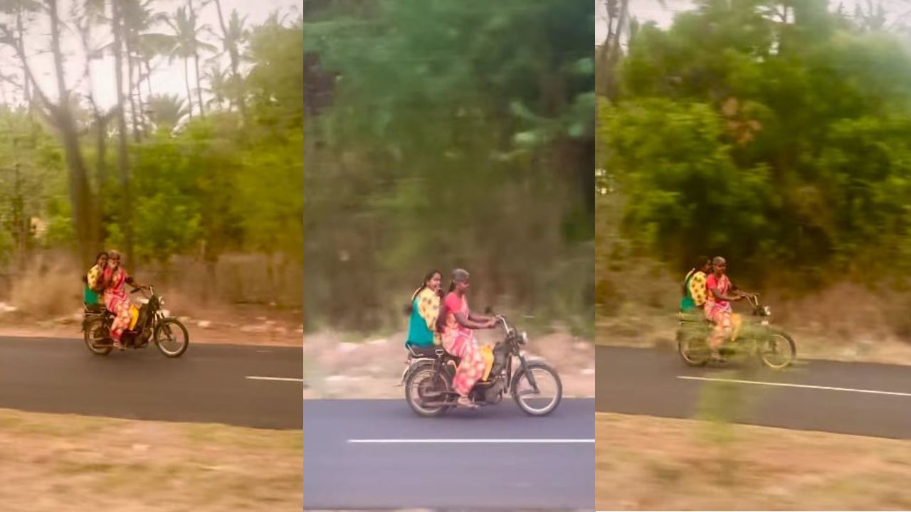 Women on moped : మోపెడ్‌పై ముద్దులు పెడుతూ మహిళలు వీడియో వైరల్