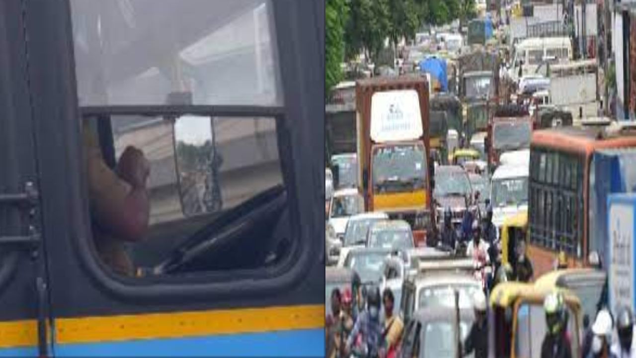 Bengaluru : బస్సులోనే లంచ్ కంప్లీట్ చేస్తున్న డ్రైవర్.. బెంగళూరు ట్రాఫిక్ కష్టాలు మామూలుగా లేవు